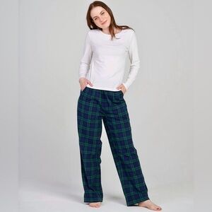 ❗️3/$10 FLANNEL PAJAMA PANTS DRAWSTRING WAIST PJS NAVY GREEN 100% COTTON SIZE LG